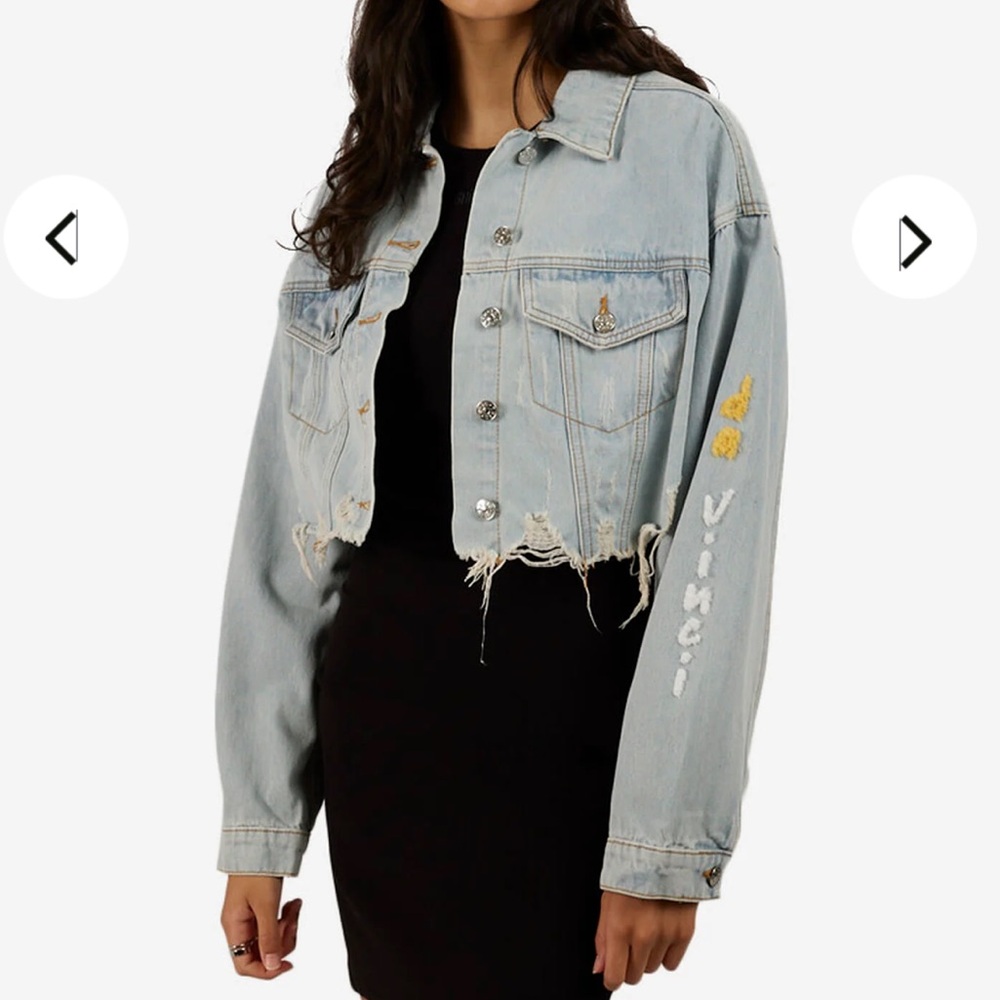 NWT • Trio Urban • Mona Lisa Heart Denim Crop Jacket • 200016-DNBLU • S/M • 😍 - Picture 2 of 11